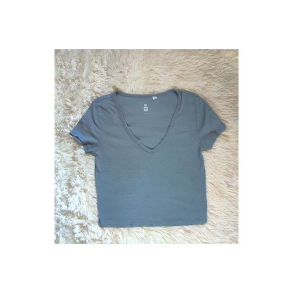 Me to We Tops - Me to We Gray - Blue Croptop.